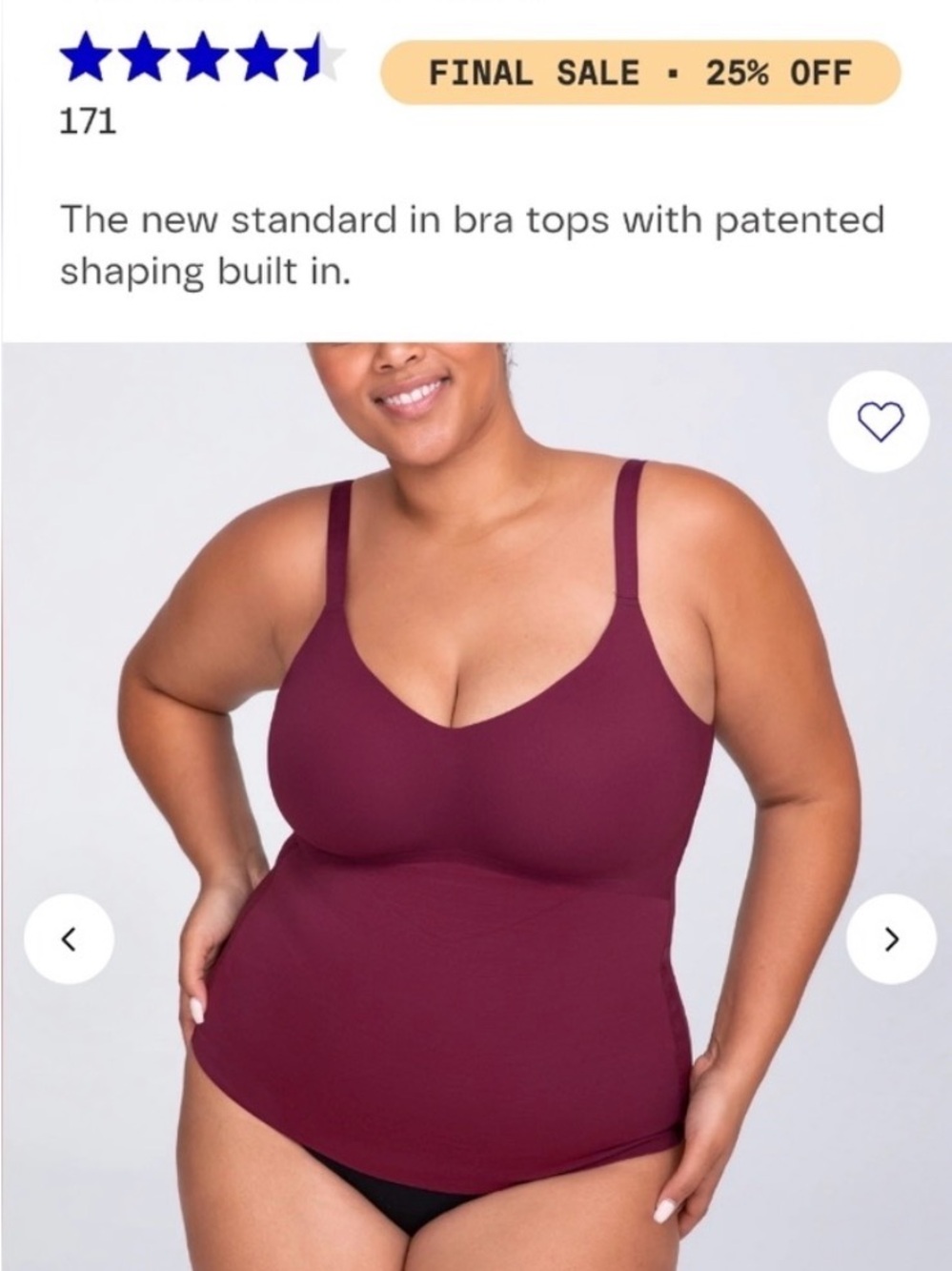 Honeylove Sculpting Camisole in Burgundy